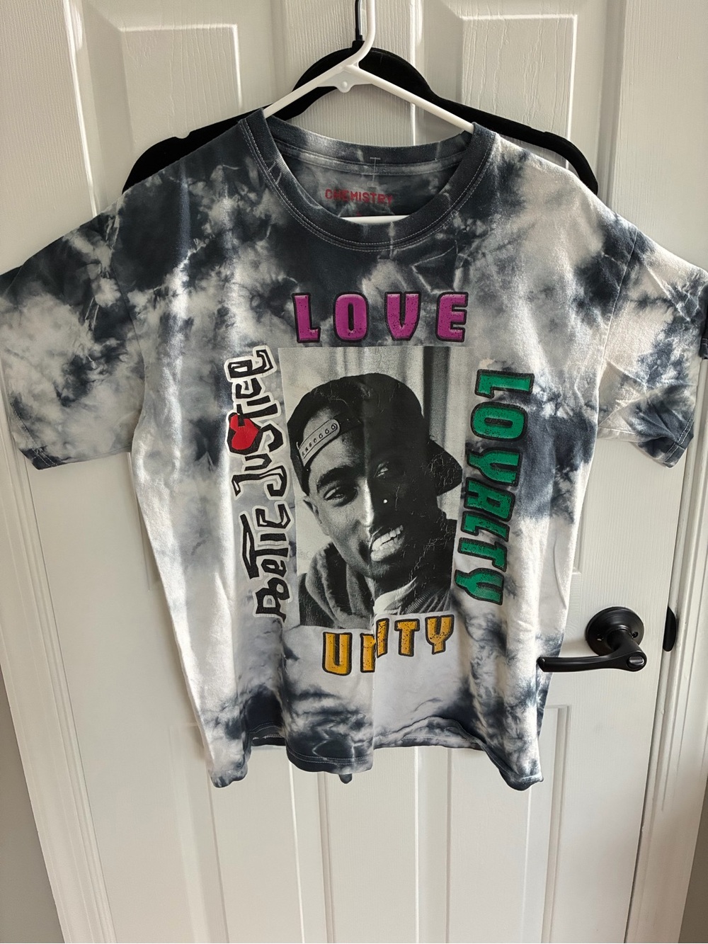 Tupac Men’s Tie-Dye Black Gray Tee - L